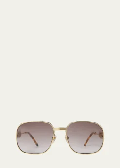 CASABLANCAGradient Mixed-Media Round Sunglasses
