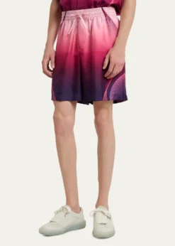 CASABLANCAMen's Silk Half-Tone Logo Drawstring Shorts