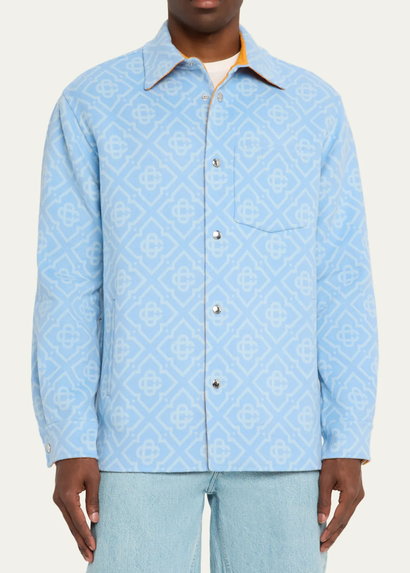 CASABLANCAMen's Wool Monogram Shirt Jacket