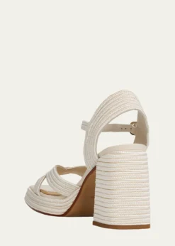 CastanerValle Metallic Raffia Platform Sandals