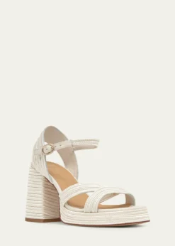 CastanerValle Metallic Raffia Platform Sandals