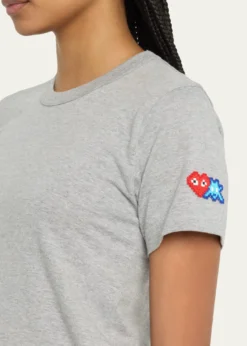 CDG PlayEmbroidered Heart and Invader Patch Cotton T-Shirt
