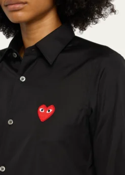 CDG PlayLogo-Patch Woven Cotton Button-Front Shirt