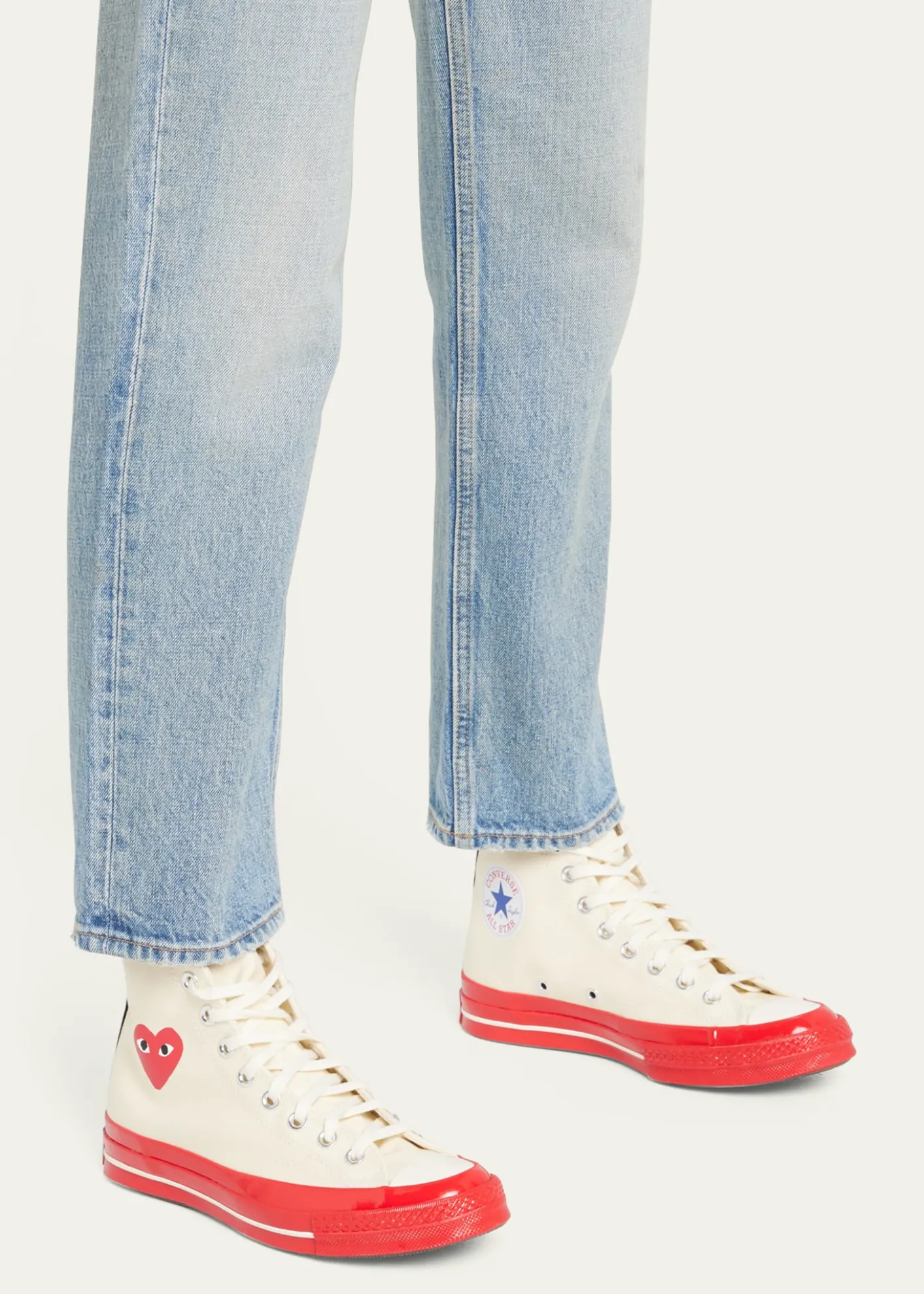 CDG Playx Converse Red Sole Canvas High-Top Sneakers