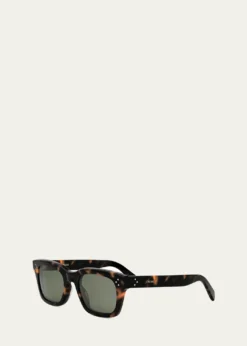 CelineMen's Three Dots Acetate and Nylon Square Sunglasses