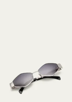 CelineMen's Triomphe Metal and Nylon Oval Sunglasses