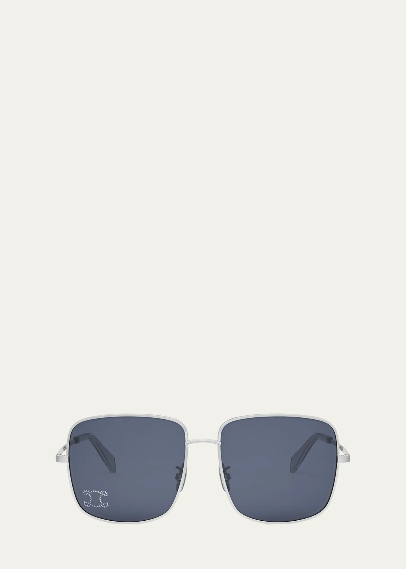 CelineRhinestone Triomphe Metal Square Sunglasses