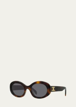 CelineTriomphe Logo Oval Acetate Sunglasses