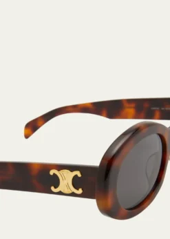 CelineTriomphe Logo Oval Acetate Sunglasses