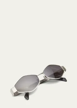 CelineTriomphe Round Metal & Acetate Sunglasses
