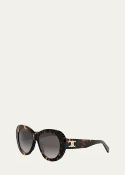 CelineTriomphe Logo Oval Acetate Sunglasses