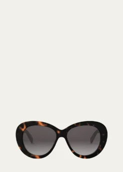 CelineTriomphe Logo Oval Acetate Sunglasses