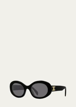 CelineTriomphe Logo Oval Acetate Sunglasses