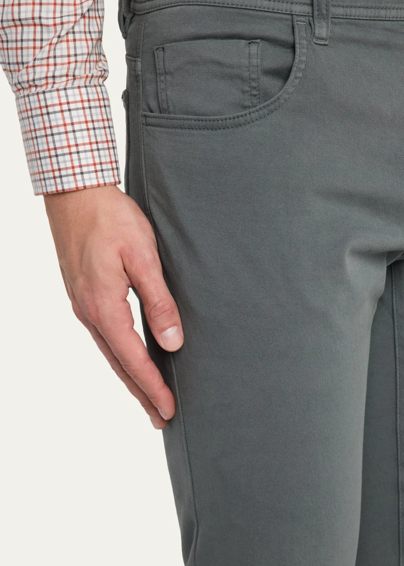 Cesare AttoliniMen's Cotton and Cashmere Slim Five-Pocket Pants
