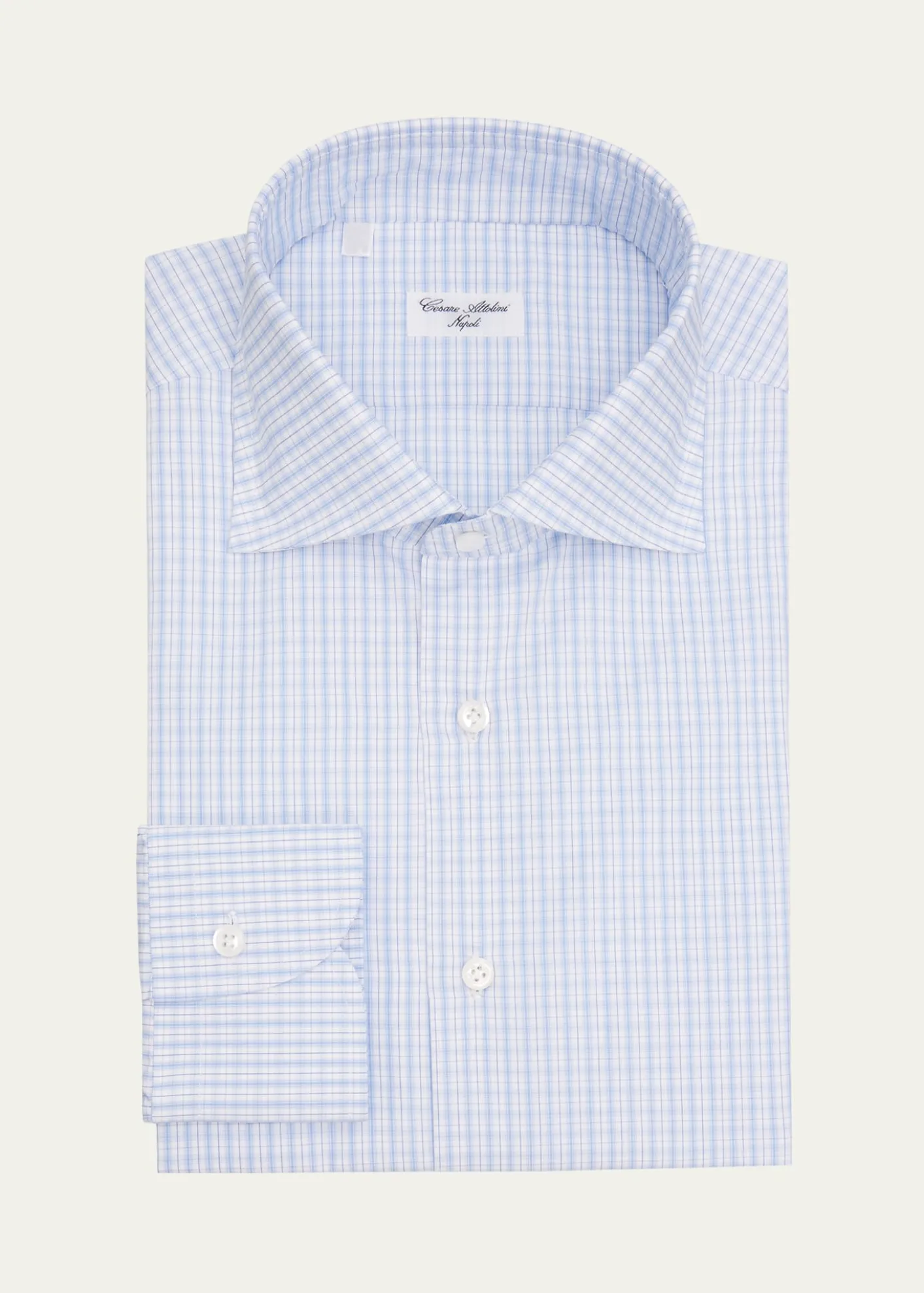 Cesare AttoliniMen's Grid-Check Cotton Dress Shirt