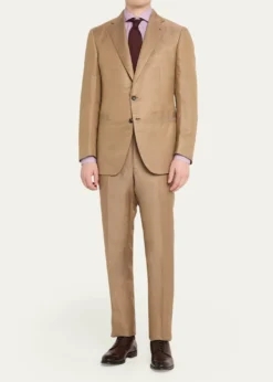 Cesare AttoliniMen's Linen and Silk Topstitch-Pocket Two-Piece Suit
