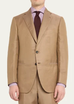 Cesare AttoliniMen's Linen and Silk Topstitch-Pocket Two-Piece Suit
