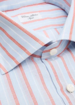 Cesare AttoliniMen's Multi-Stripe Linen and Cotton Dress Shirt