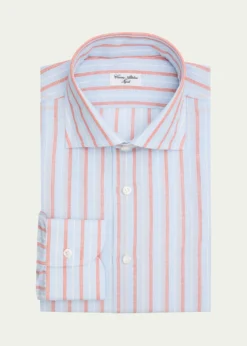 Cesare AttoliniMen's Multi-Stripe Linen and Cotton Dress Shirt