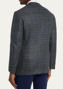 Cesare AttoliniMen's Windowpane Wool Two-Button Jacket