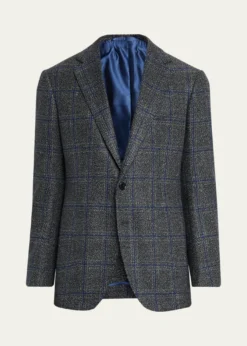 Cesare AttoliniMen's Windowpane Wool Two-Button Jacket