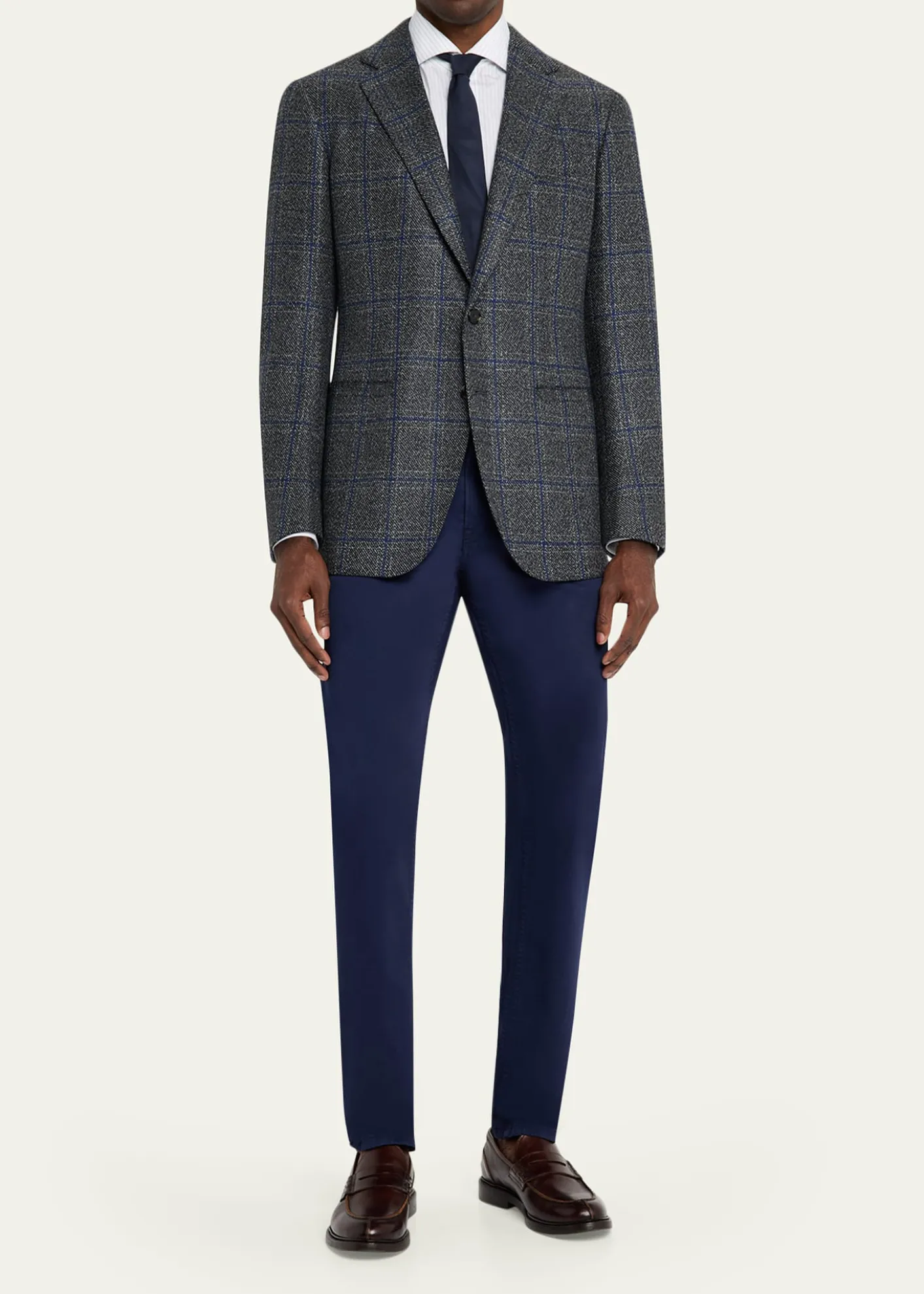 Cesare AttoliniMen's Windowpane Wool Two-Button Jacket