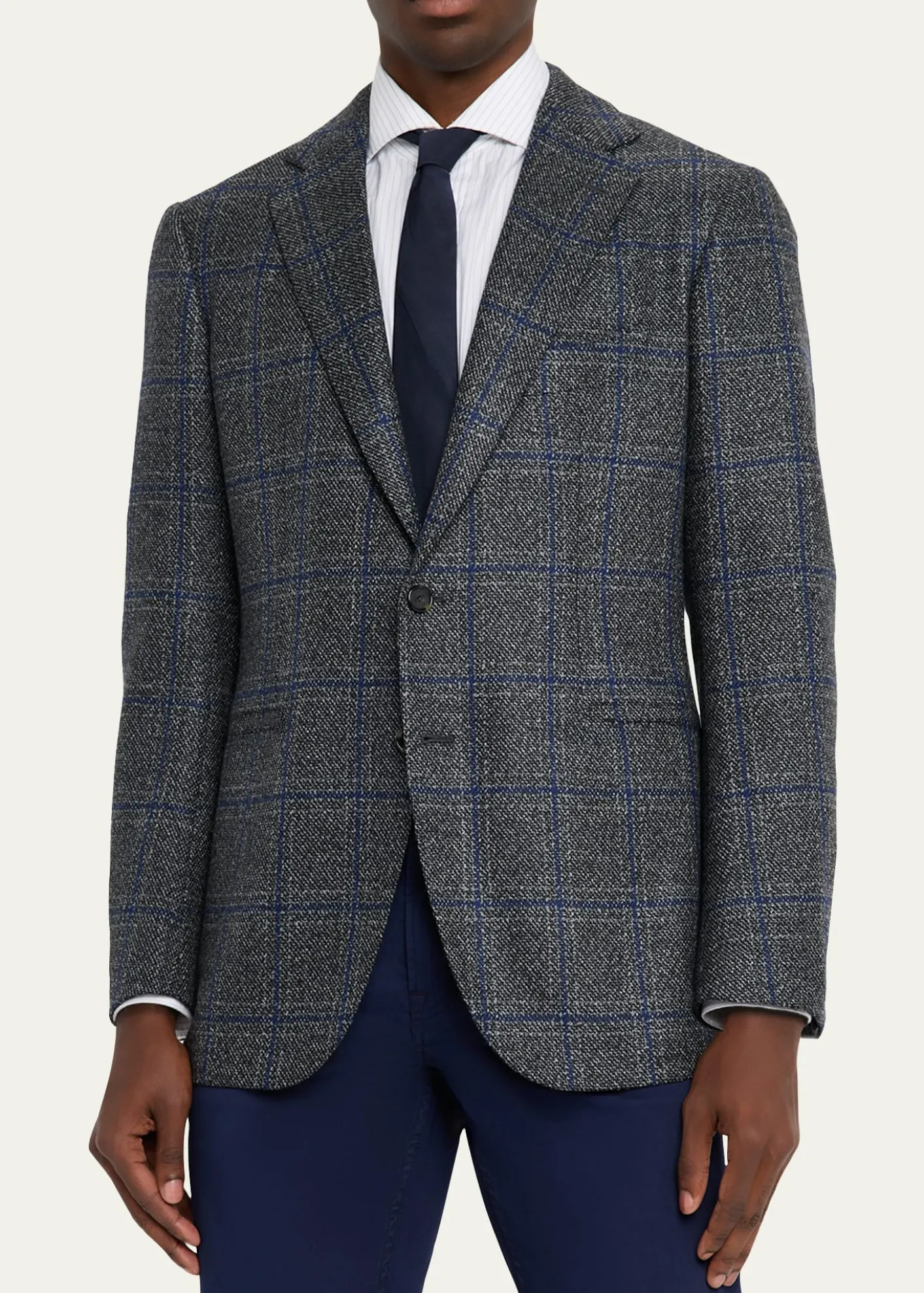 Cesare AttoliniMen's Windowpane Wool Two-Button Jacket