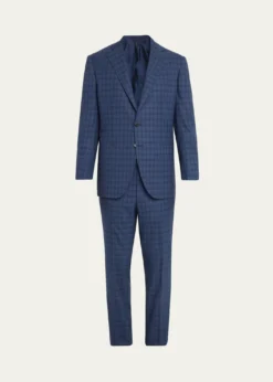 Cesare AttoliniMen's Wool Windowpane Check Two-Piece Suit