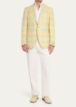Cesare AttoliniMen's Cashmere and Silk Oversized Plaid Single-Breasted Sport Coat