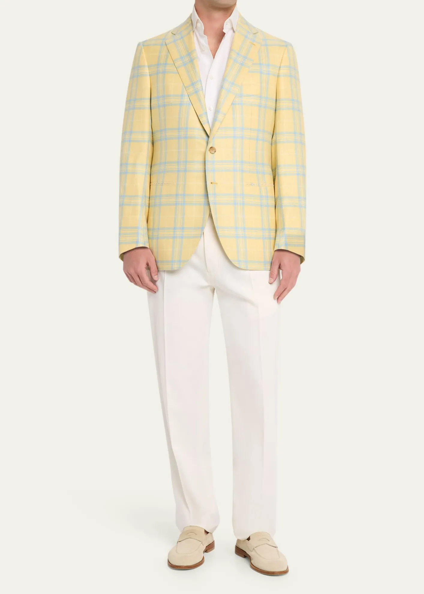 Cesare AttoliniMen's Cashmere and Silk Oversized Plaid Single-Breasted Sport Coat