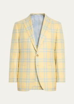 Cesare AttoliniMen's Cashmere and Silk Oversized Plaid Single-Breasted Sport Coat