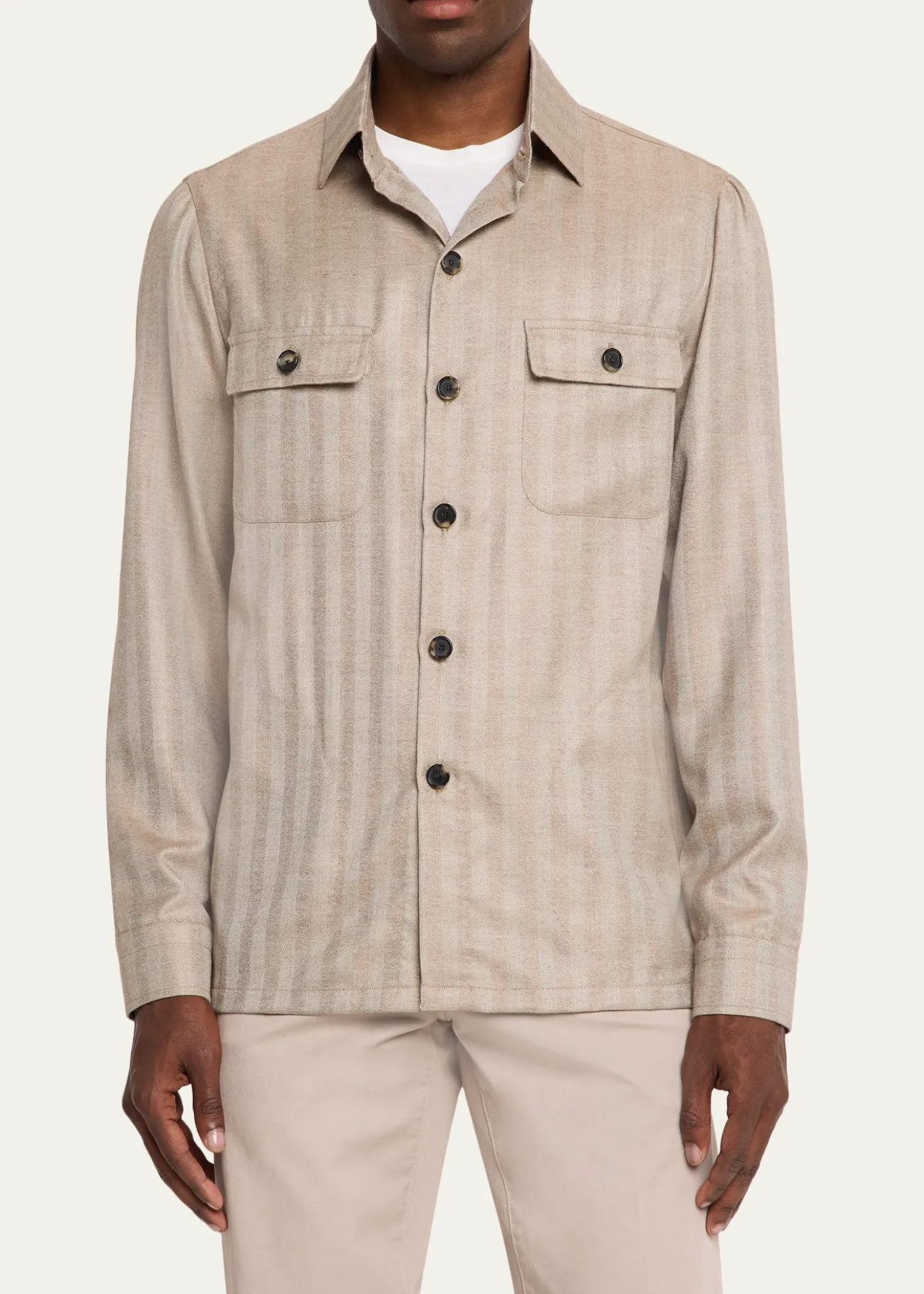 Cesare AttoliniMen's Cashmere and Silk Herringbone Field Jacket