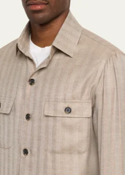 Cesare AttoliniMen's Cashmere and Silk Herringbone Field Jacket