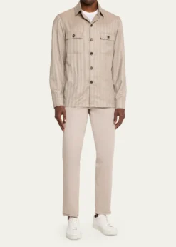Cesare AttoliniMen's Cashmere and Silk Herringbone Field Jacket