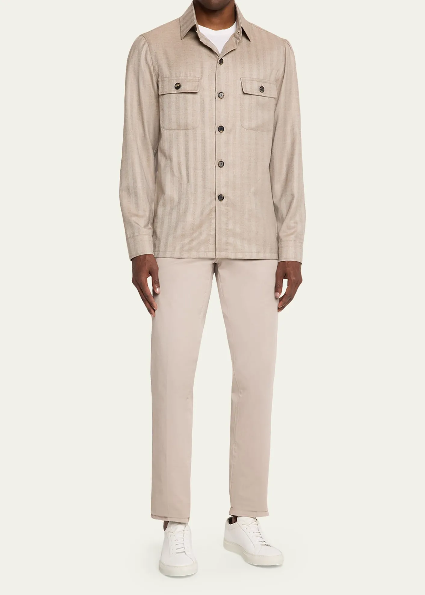 Cesare AttoliniMen's Cashmere and Silk Herringbone Field Jacket