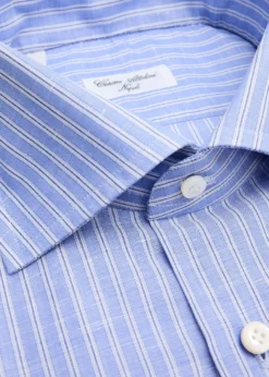 Cesare AttoliniMen's Cotton and Linen Multi-Stripe Dress Shirt