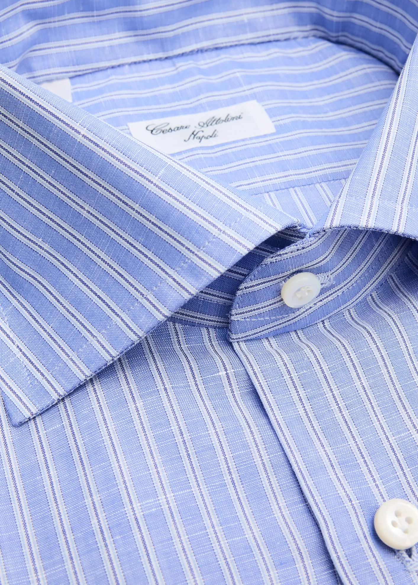 Cesare AttoliniMen's Cotton and Linen Multi-Stripe Dress Shirt
