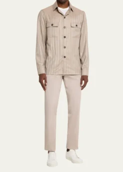 Cesare AttoliniMen's Cotton Slim Straight-Leg Five-Pocket Pants