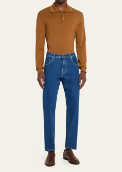 Cesare AttoliniMen's Dark-Wash Denim Slim Straight-Leg Jeans