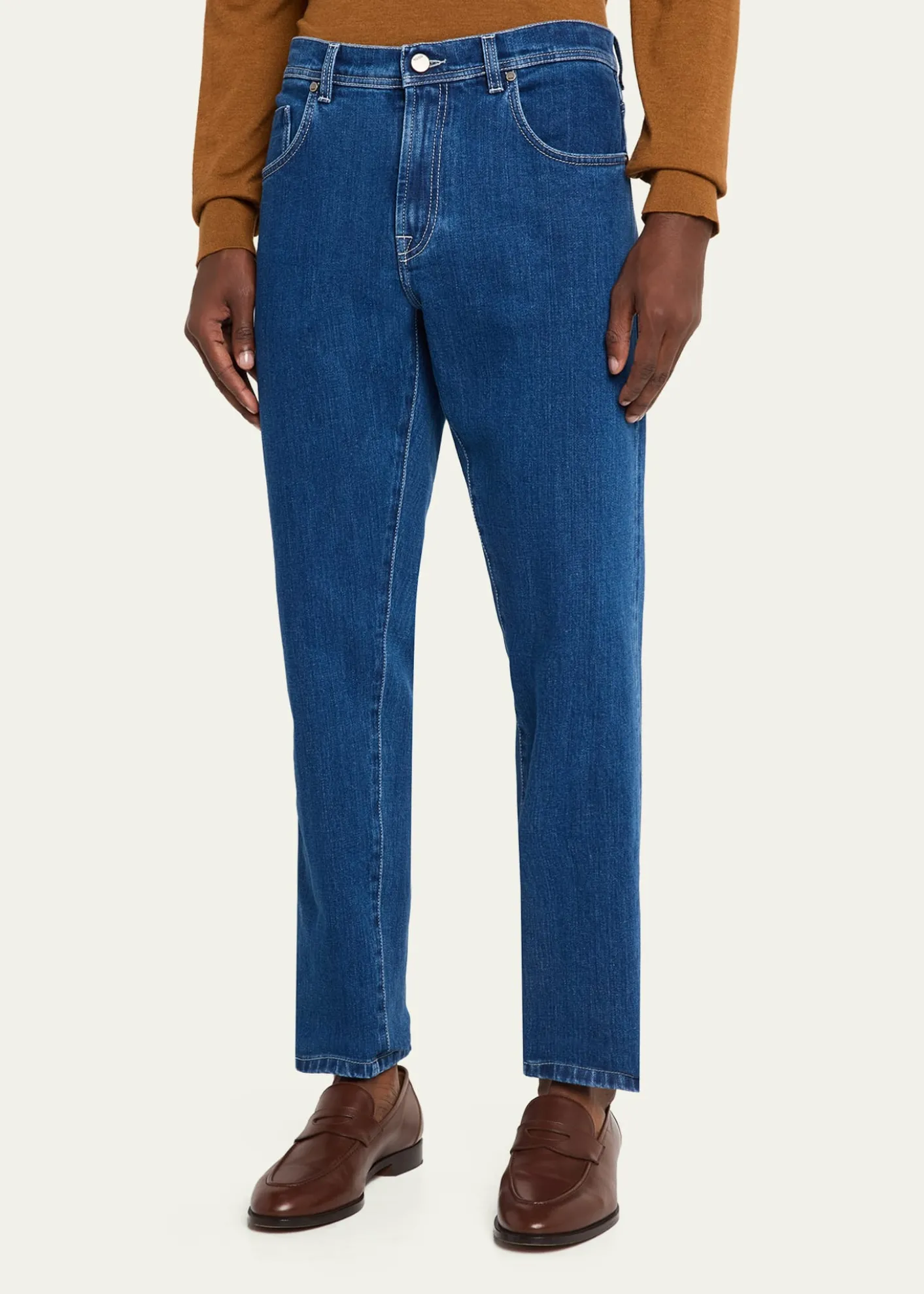 Cesare AttoliniMen's Dark-Wash Denim Slim Straight-Leg Jeans
