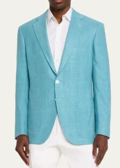 Cesare AttoliniMen's Herringbone Patch Pocket Single-Breasted Sport Coat
