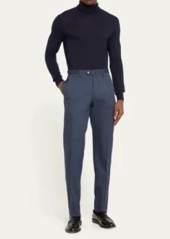 Cesare AttoliniMen's Luxe Twill Flat-Front Trousers