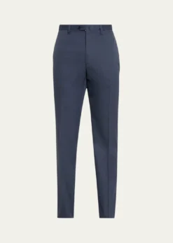 Cesare AttoliniMen's Luxe Twill Flat-Front Trousers