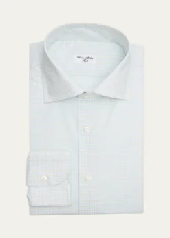 Cesare AttoliniMen's Micro-Gingham Cotton Dress Shirt