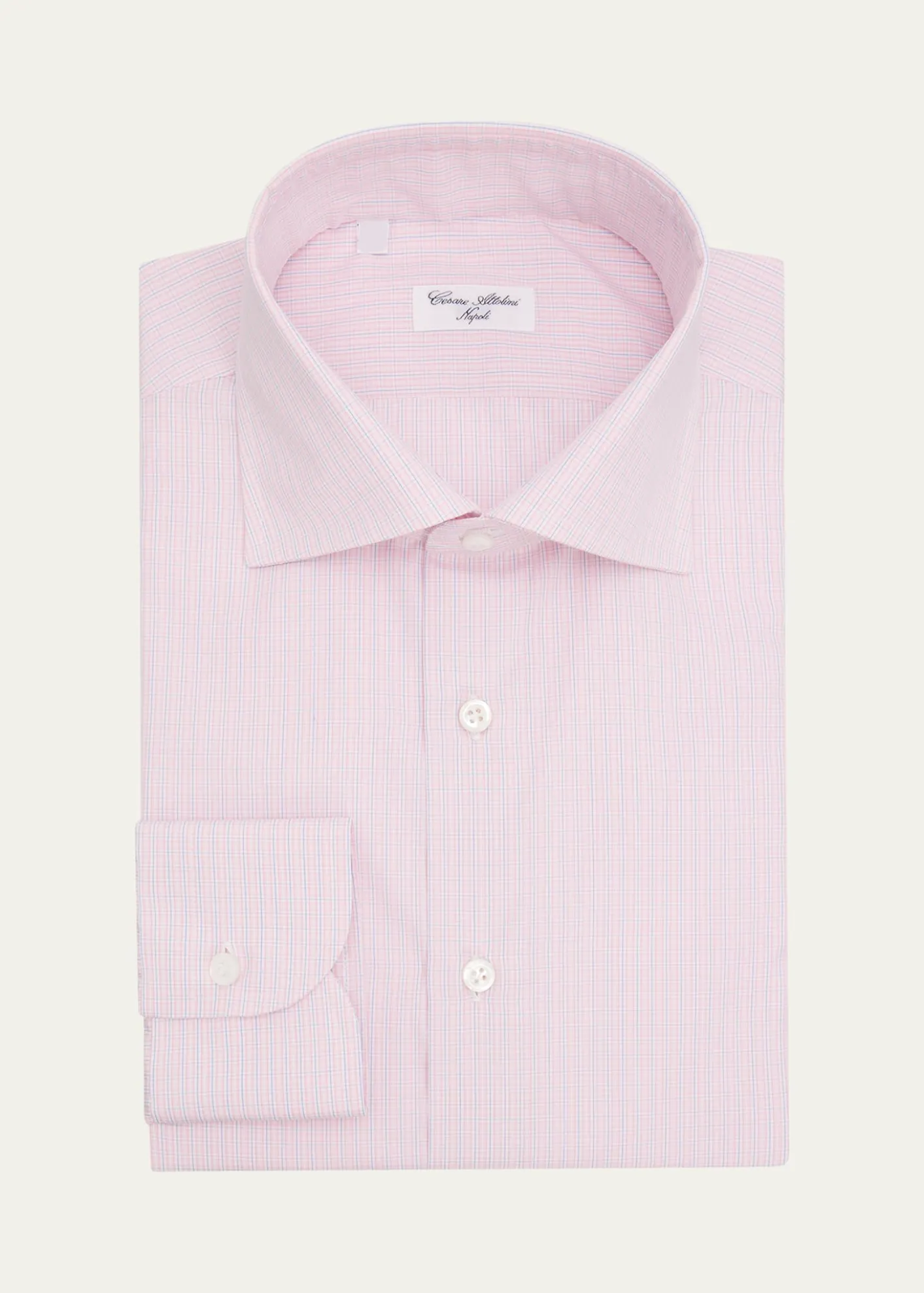Cesare AttoliniMen's Micro-Plaid Cotton Dress Shirt