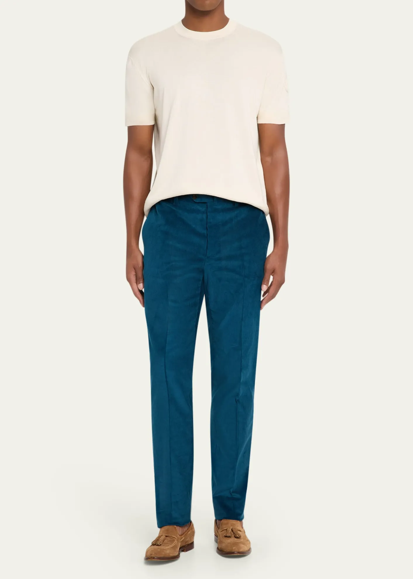 Cesare AttoliniMen's Slim Corduroy Flat-Front Pants