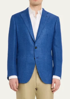 Cesare AttoliniMen's Tonal Herringbone Two-Button Jacket