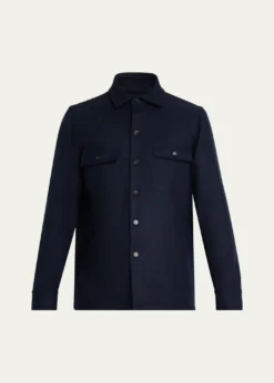 Cesare AttoliniMen's Wool Flap-Pocket Overshirt