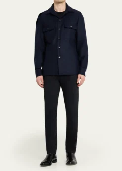 Cesare AttoliniMen's Wool Flap-Pocket Overshirt