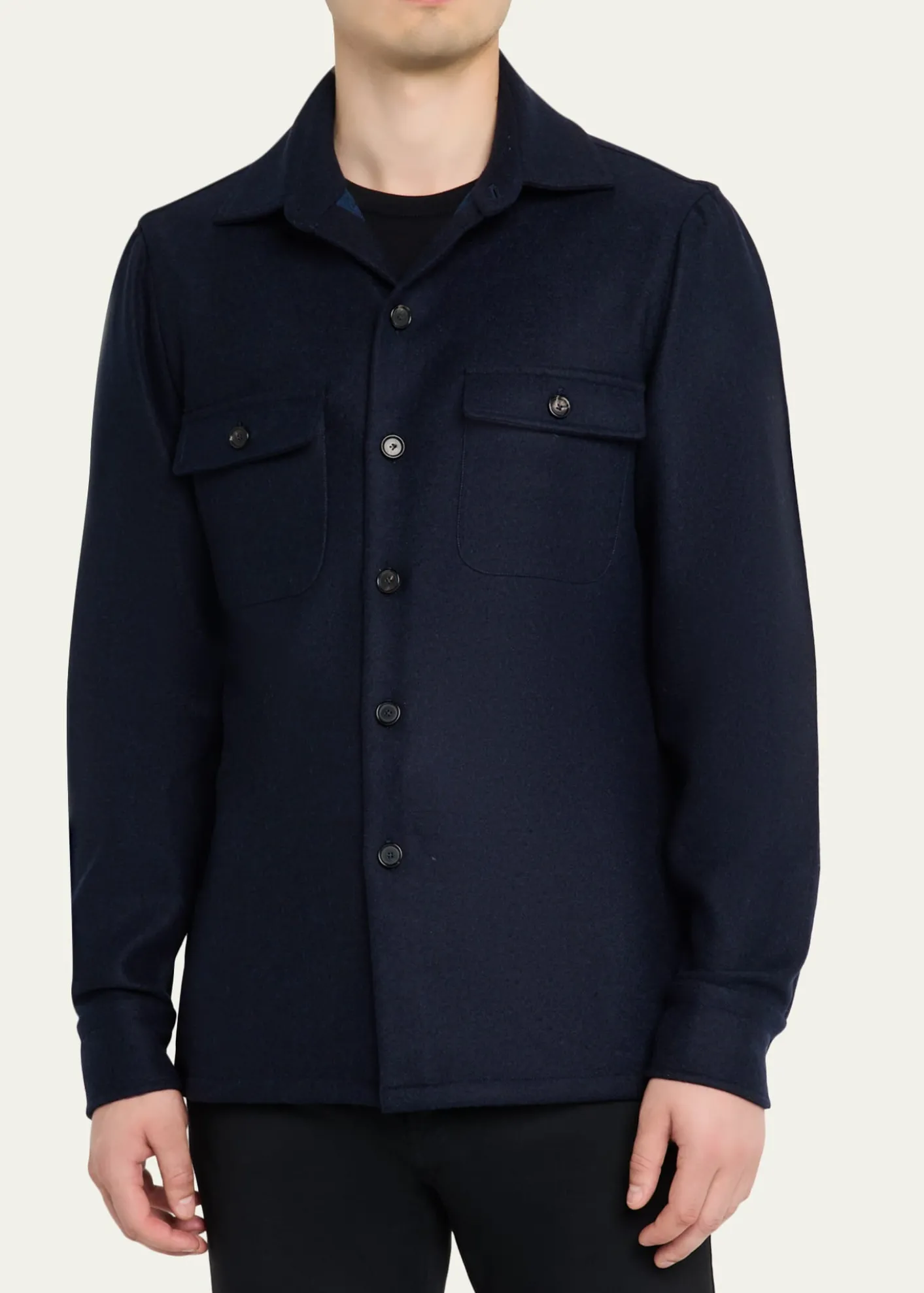 Cesare AttoliniMen's Wool Flap-Pocket Overshirt